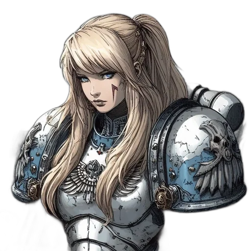 face, weapon, sword, hair, concept art, fantasy art, anime, comic book art transparent PNG cut-out