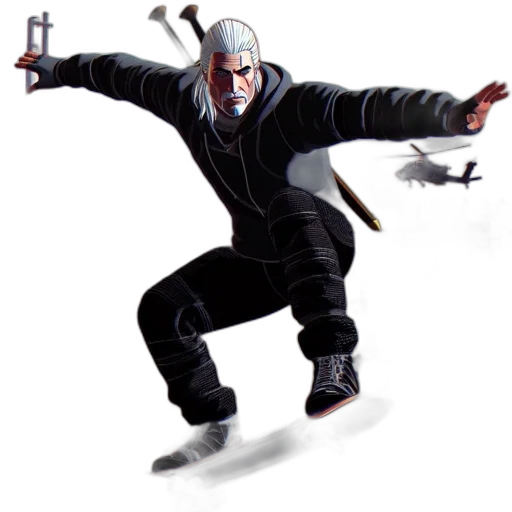 jacket, weapon, staff, robot, concept art, pixel art, cyberpunk, comic book art transparent PNG cut-out