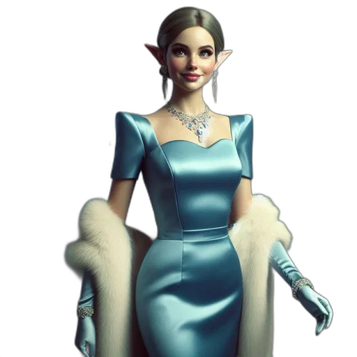 dress, jewelry, crown, staff, concept art, 3d render, fantasy art, photorealistic transparent PNG cut-out