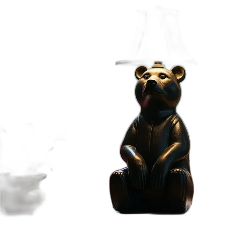 jewelry, animal, 3d render, concept art, photorealistic, black, bear, statue transparent PNG cut-out