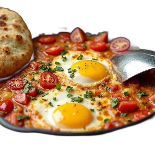 food, weapon, photorealistic, 3d render, cast, iron, skillet, filled transparent PNG cut-out