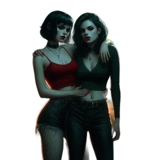 concept art, comic book art, pixel art, 3d render, neon lights, dark, red, two transparent PNG cut-out