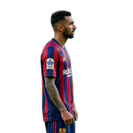 animal, pixel art, photorealistic, soccer, player, red, blue, striped transparent PNG cut-out