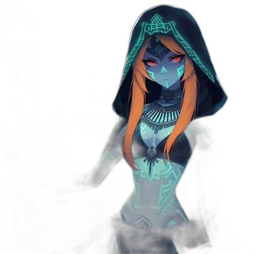 mask, dress, creature, robot, concept art, fantasy art, watercolor, comic book art transparent PNG cut-out