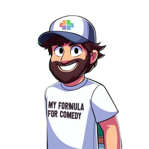 cartoon, pixel art, concept art, anime, man, white, t-shirt, formula transparent PNG cut-out