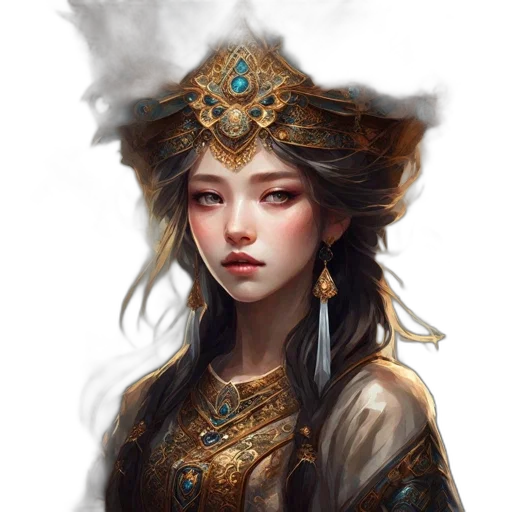 crown, face, mask, jewelry, fantasy art, oil painting, concept art, photorealistic transparent PNG cut-out