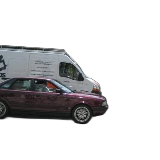 car, staff, 3d render, maroon, driving, through, crosswalk, front transparent PNG cut-out