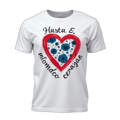 white, t-shirt, graphic, design, front, features, stylized, heart transparent PNG cut-out