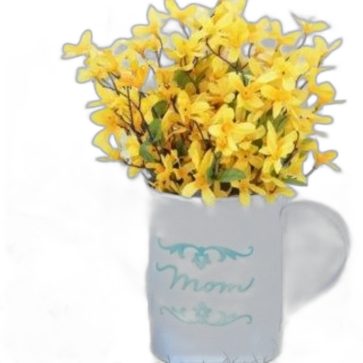 flower, photorealistic, 3d render, white, watering, can, word, mom transparent PNG cut-out