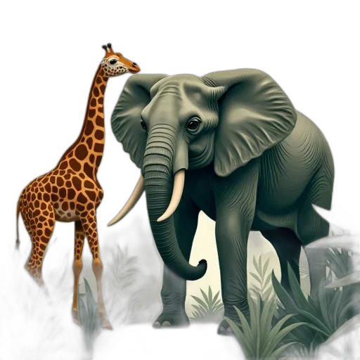 animal, concept art, photorealistic, fantasy art, 3d render, forest, fog, snow transparent PNG cut-out