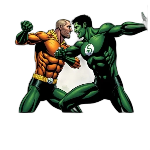 comic book art, concept art, green, comic, book, page, featuring, dynamic transparent PNG cut-out