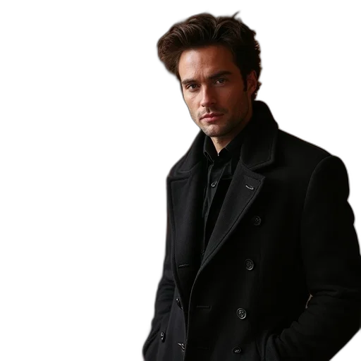 jacket, staff, photorealistic, dark transparent PNG cut-out