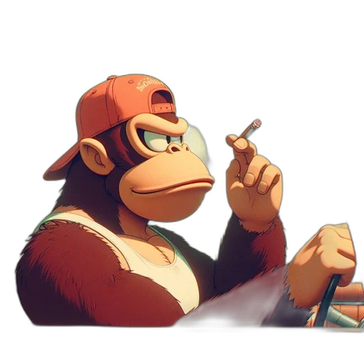 animal, concept art, pixel art, 3d render, photorealistic, gorilla, character, sits transparent PNG cut-out