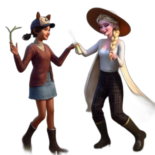 staff, hat, concept art, 3d render, fantasy art, pixel art, earth tones, two transparent PNG cut-out