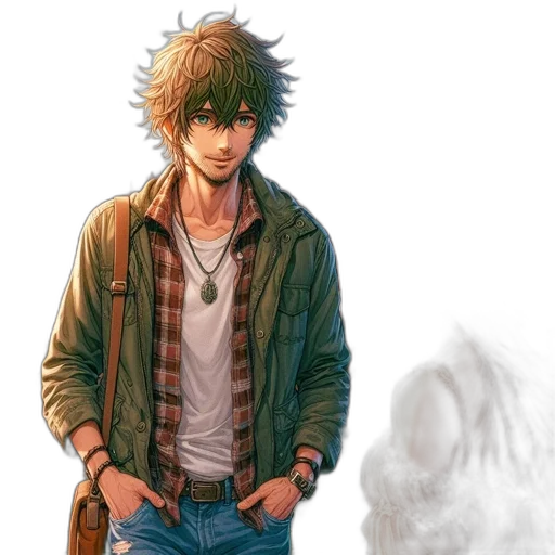 jacket, concept art, comic book art, photorealistic, fantasy art, green, earth tones, two transparent PNG cut-out