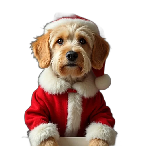 animal, staff, photorealistic, yellow, dog, christmas, clothing, framed transparent PNG cut-out