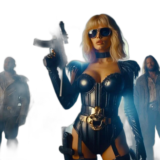 concept art, intense, setting, confident, female, protagonist, blonde, hair transparent PNG cut-out