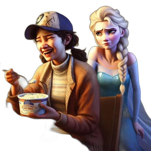 food, concept art, fantasy art, comic book art, pixel art, snow, blue, two transparent PNG cut-out