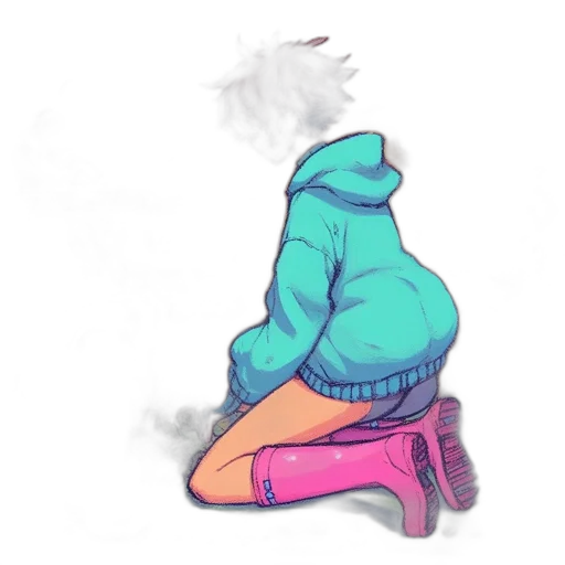 jacket, shoes, hat, mask, concept art, watercolor, vaporwave, pixel art transparent PNG cut-out