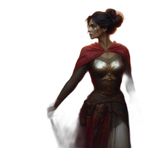 dress, staff, concept art, fantasy art, comic book art, pixel art, red, dark transparent PNG cut-out
