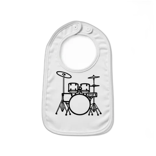 white, baby, bib, black, outline, drum, set, includes transparent PNG cut-out