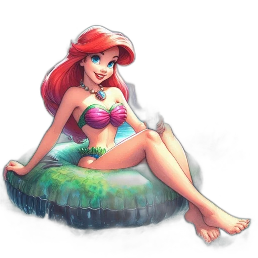 dress, fantasy art, watercolor, concept art, cartoon, underwater, beach, animation transparent PNG cut-out
