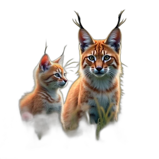 animal, staff, concept art, photorealistic, fantasy art, 3d render, lynx, cat transparent PNG cut-out