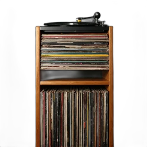 furniture, collection, vinyl, records, displayed, vertical, record, player transparent PNG cut-out
