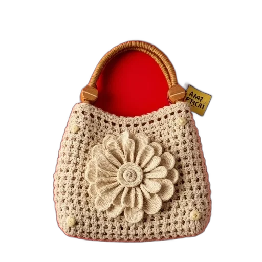 hat, crown, 3d render, beige, handbag, crocheted, design, wooden transparent PNG cut-out
