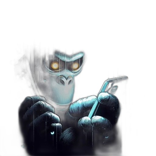 mask, robot, jacket, weapon, comic book art, concept art, cyberpunk, cartoon transparent PNG cut-out