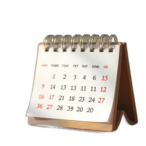 3d render, glance, desk, calendar transparent PNG cut-out