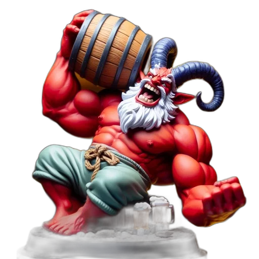 concept art, fantasy art, 3d render, muscular, red, demon, blue, horns transparent PNG cut-out