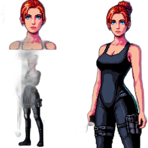 dress, weapon, jacket, staff, concept art, pixel art, comic book art, 3d render transparent PNG cut-out