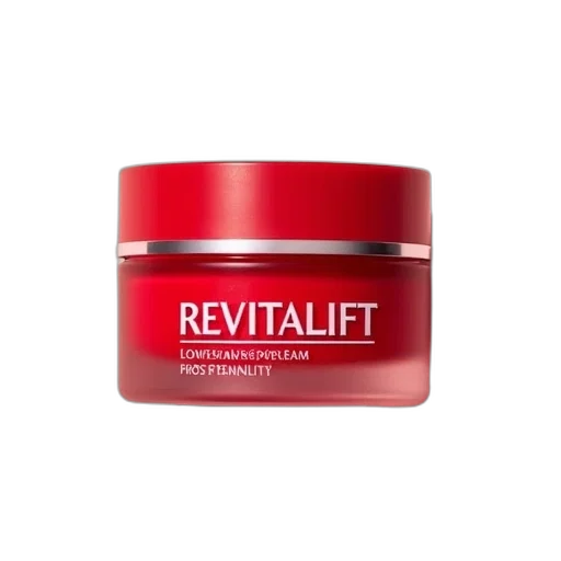 close-up, image, red, white, revitalift, cream, container, has transparent PNG cut-out