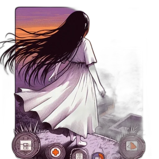 dress, fantasy art, concept art, comic book art, pixel art, sunset, fog, night transparent PNG cut-out