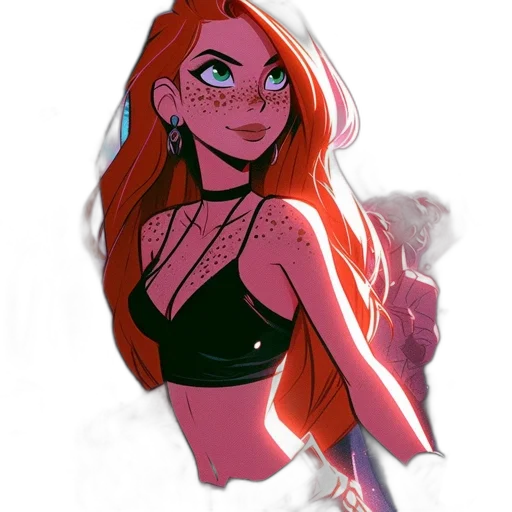 dress, cartoon, concept art, comic book art, fantasy art, neon lights, fire, neon transparent PNG cut-out
