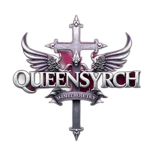 fantasy art, concept art, stylized, logo, featuring, word, queensyrch, bold transparent PNG cut-out