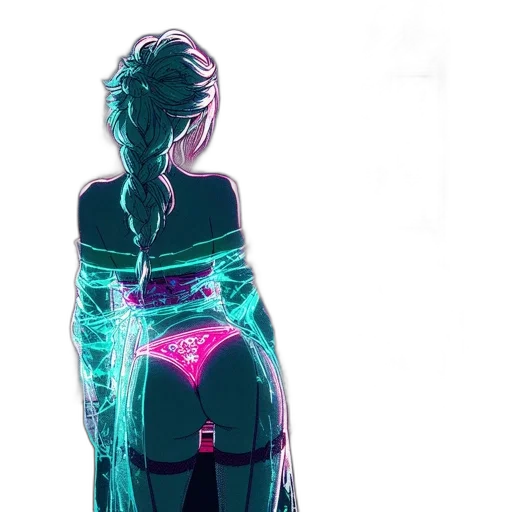 dress, concept art, cyberpunk, vaporwave, comic book art, neon lights, neon, pastel transparent PNG cut-out