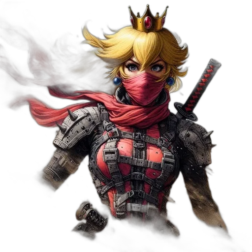 weapon, crown, mask, sword, concept art, fantasy art, pixel art, comic book art transparent PNG cut-out