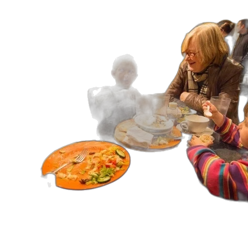 food, 3d render, photorealistic, concept art, family, enjoys, meal, together transparent PNG cut-out