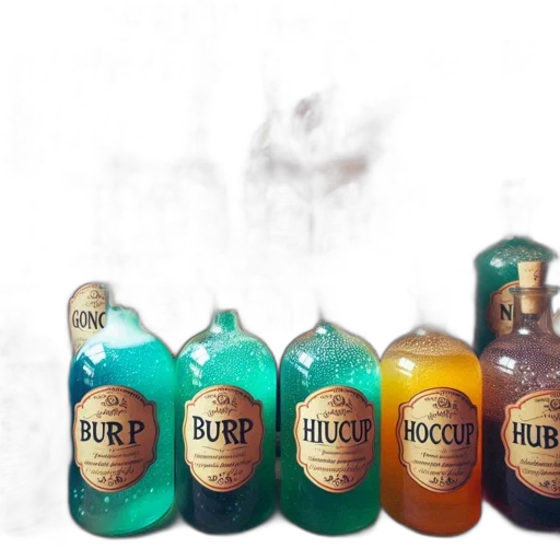 bottle, colorful, bottles, filled, various, liquids, labeled, potion transparent PNG cut-out