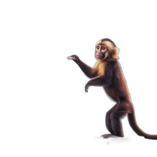 animal, creature, staff, concept art, 3d render, photorealistic, upright-standing, monkey transparent PNG cut-out