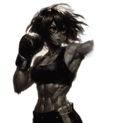 weapon, concept art, comic book art, cyberpunk, fantasy art, dark, female, animated transparent PNG cut-out