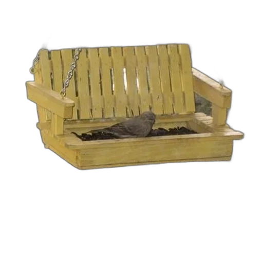 furniture, bird, perches, yellow, wooden, swing-shaped, feeder, surrounded transparent PNG cut-out
