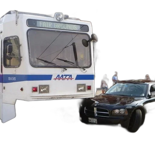 car, 3d render, concept art, black, stuck, tracks, behind, trolley transparent PNG cut-out