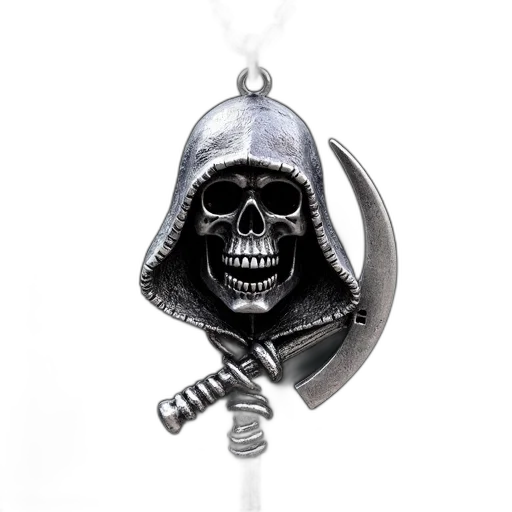 jewelry, staff, mask, weapon, silver, pendant, skull, crossbones transparent PNG cut-out