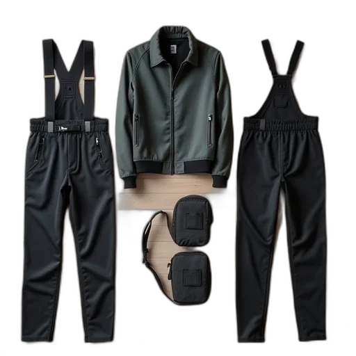 jacket, cyberpunk, concept art, monochrome, dark, earth tones, green, performance transparent PNG cut-out