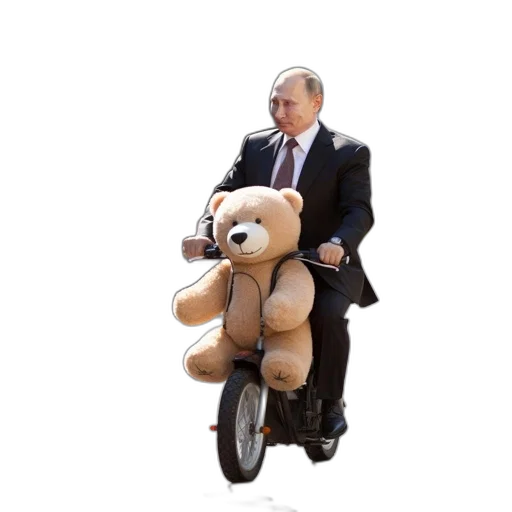 animal, jacket, elderly, man, suit, rides, motorbike, teddy transparent PNG cut-out