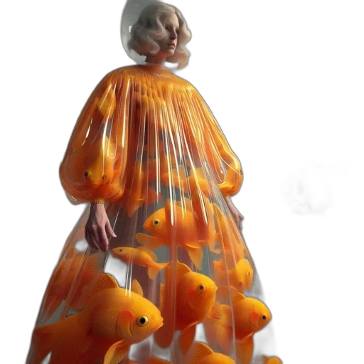 dress, umbrella, creature, jacket, 3d render, concept art, photorealistic, fantasy art transparent PNG cut-out