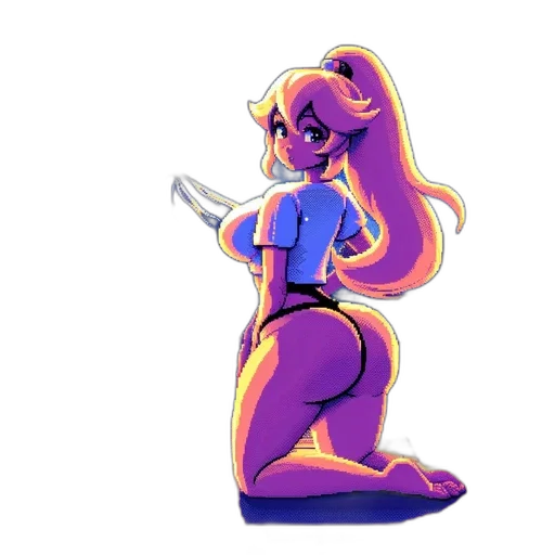 staff, dress, weapon, robot, concept art, pixel art, cartoon, vaporwave transparent PNG cut-out